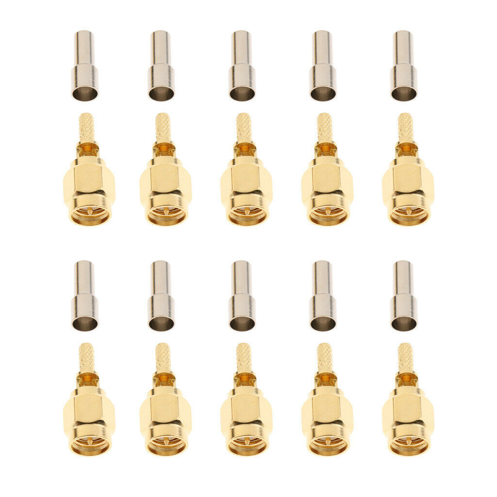10Pcs SMA Male Crimp Straight Connector RF Coaxial Adapter for RG316 RG174
