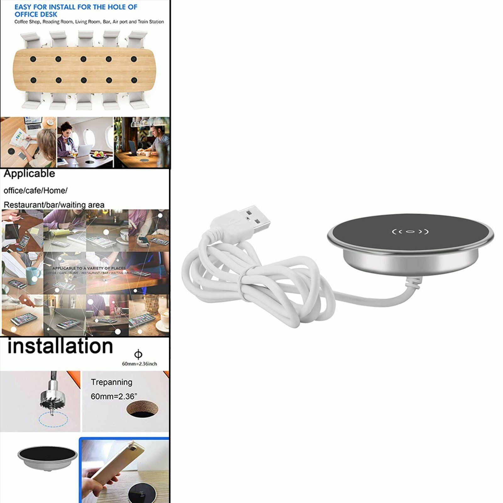 Built in Wireless Charger Desktop Device Long-Distance Restaurant Bedside