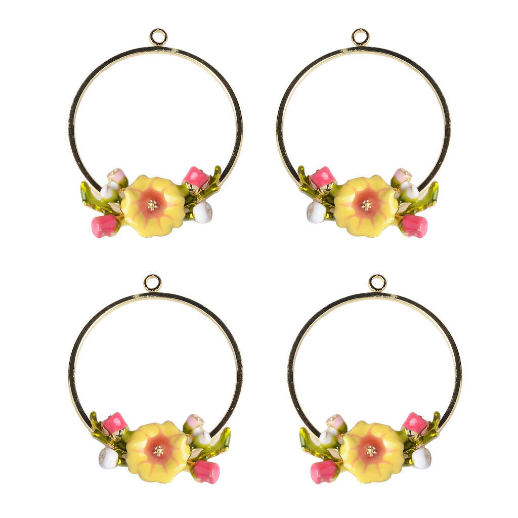 4pc Charms Flower Pendant Beads Necklace Jewellery Making Enamel Earrings