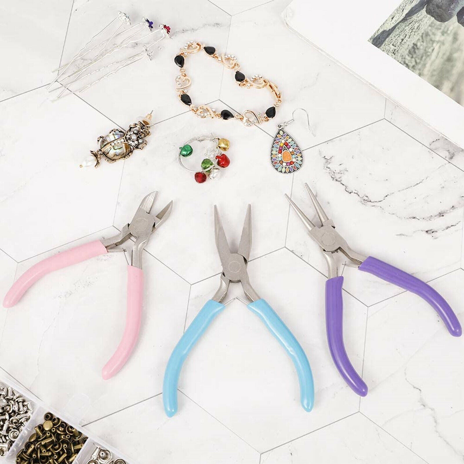 3pcs  Jewelry Beads Making Tools Pliers Bead Line Kits De