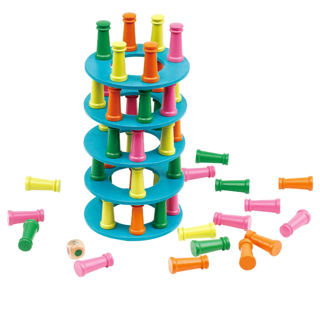 Colored Stacking Game Wooden Building Blocks Tower Board Games for Kids Adults,