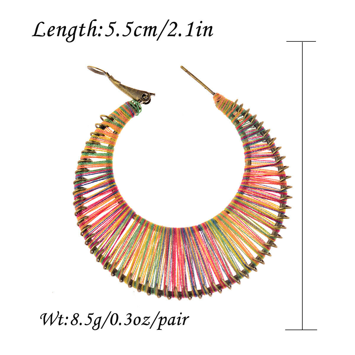 Fashion Geometric Colorful Round Cotton Hoop Earrings Women Wedding Jewelry Gift