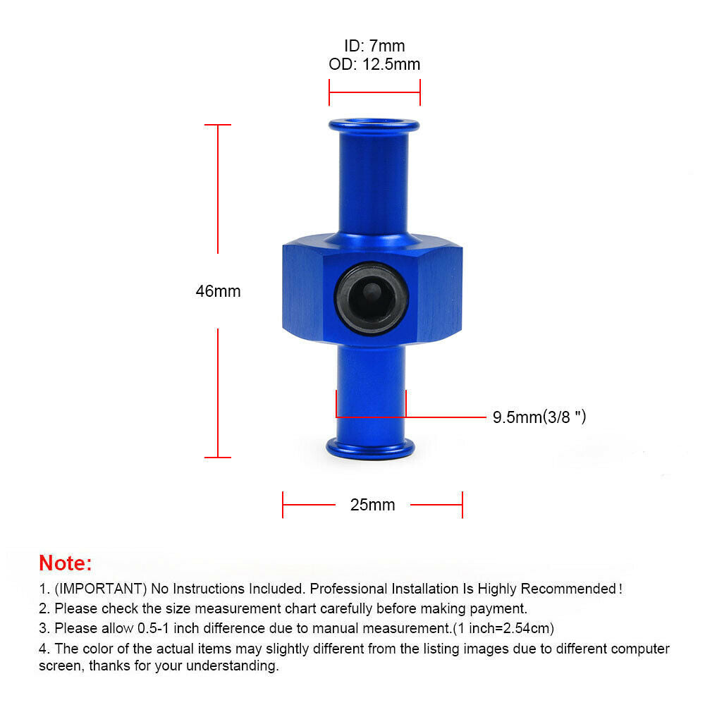 New Fuel Nitrous Pressure Gauge T Universal Adapter 3/8" Hose 1/8" Npt Port Blue