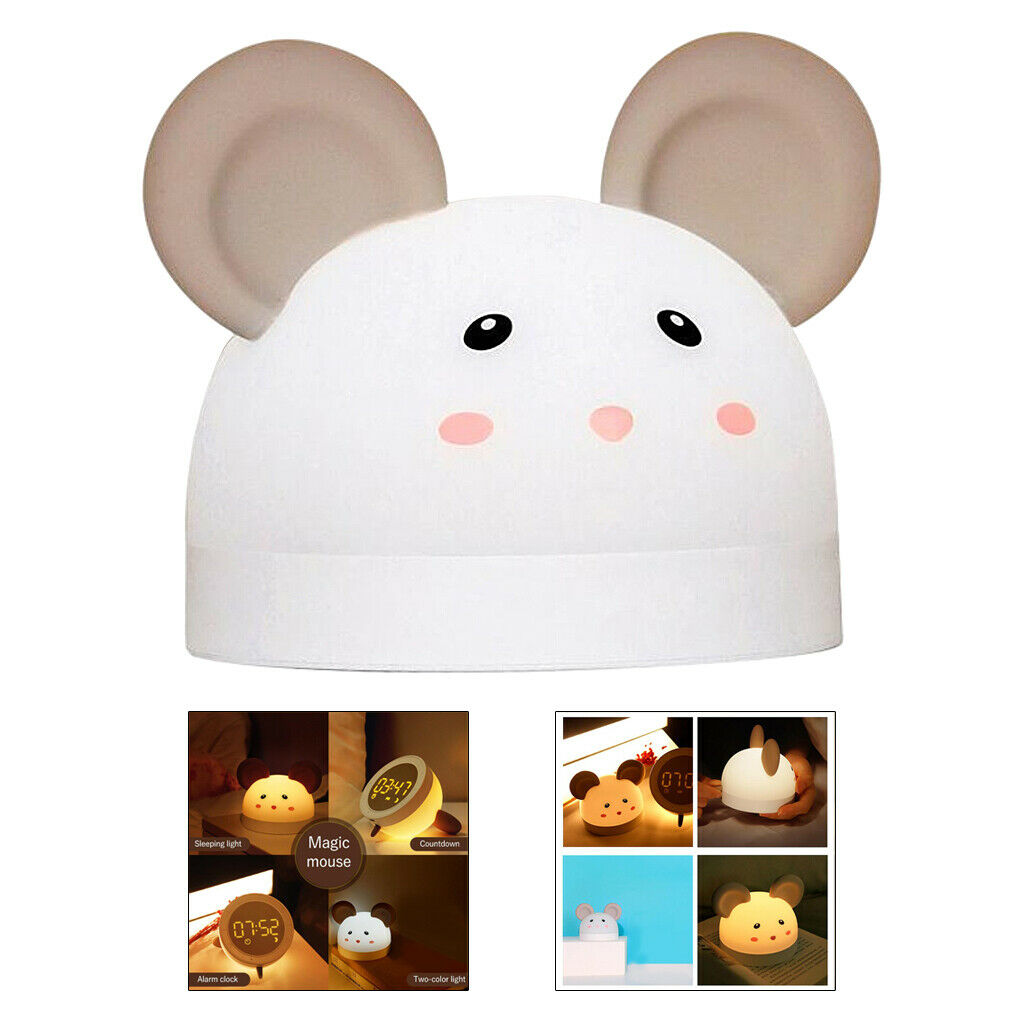 Modern LED Children's Digital Alarm Clock Table Rechargeable Night Light