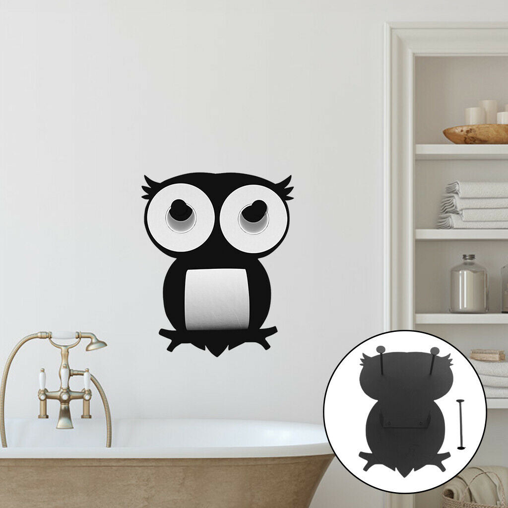 Black Owl Toilet Paper Holder Bathroom Tissue Storage Rack Holds 7 Rolls