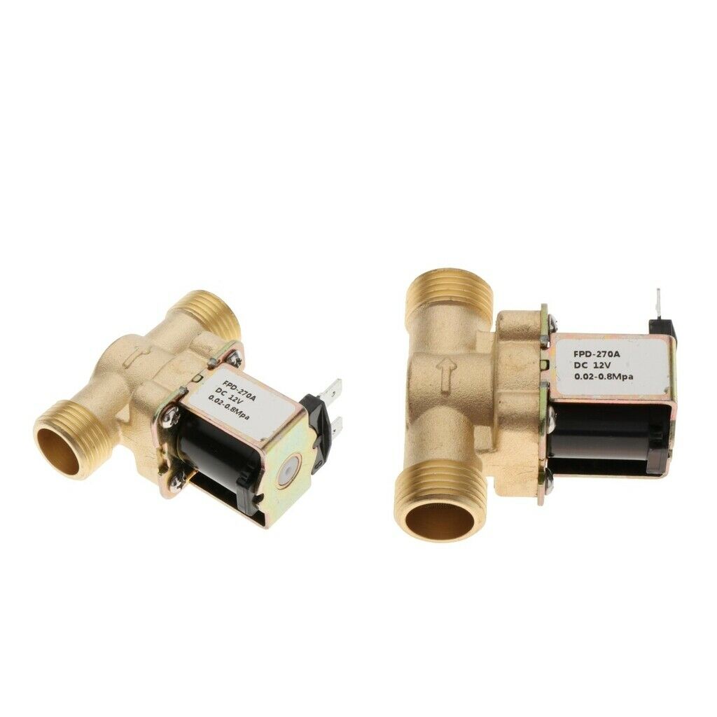 2pcs Electric Solenoid Valve Normally Closed Valve for Water DC12V Inlet