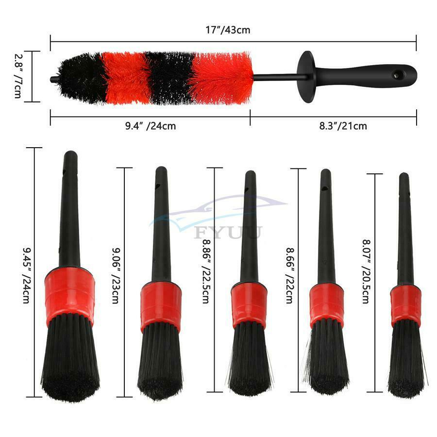 6x Car Motorcycle Wheel Rim Tire Detailing Brush Auto Care Exhaust Tip Brush Kit
