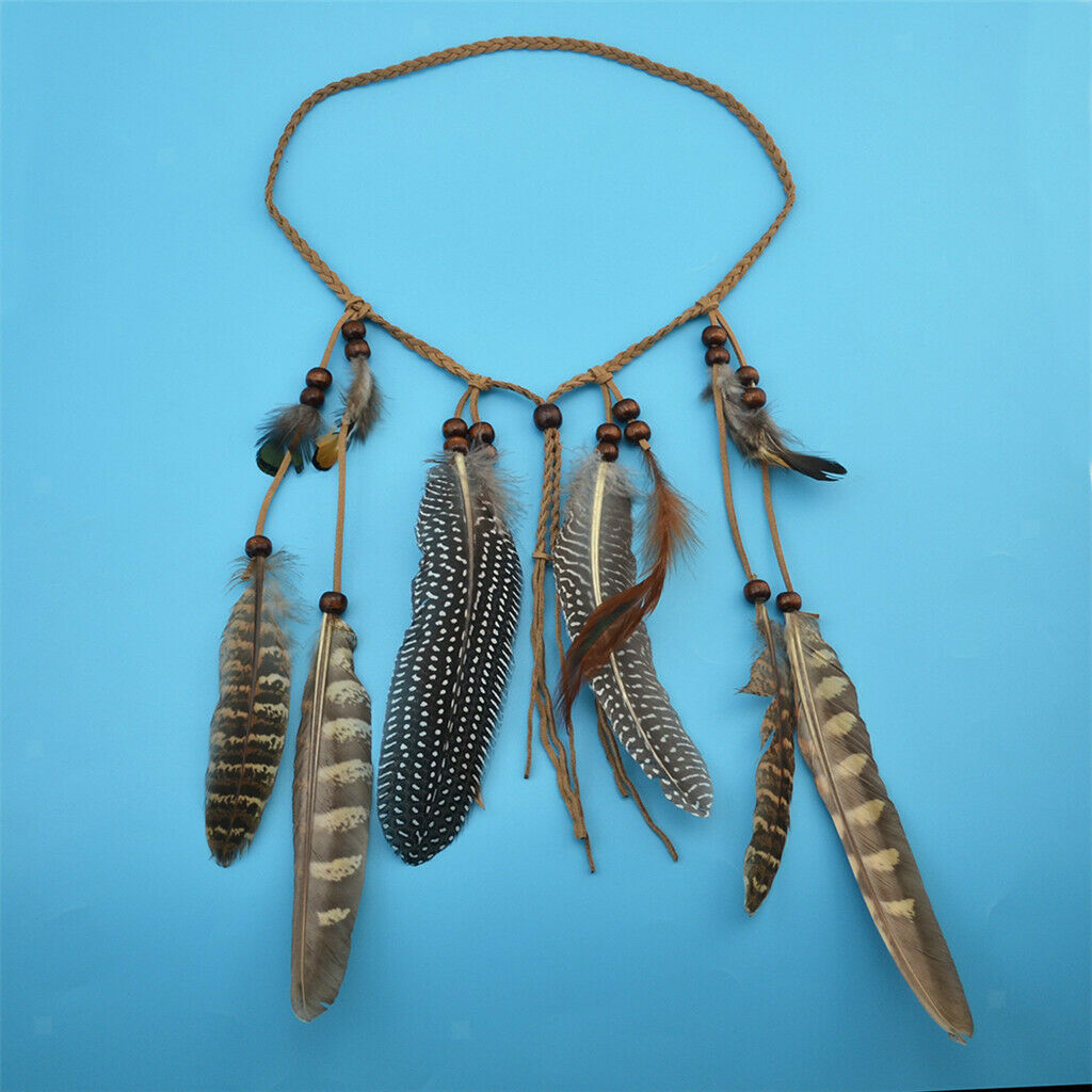 Bohemian Headband Feather Headpiece Hippie Headdress Adjustable Ethnic Party