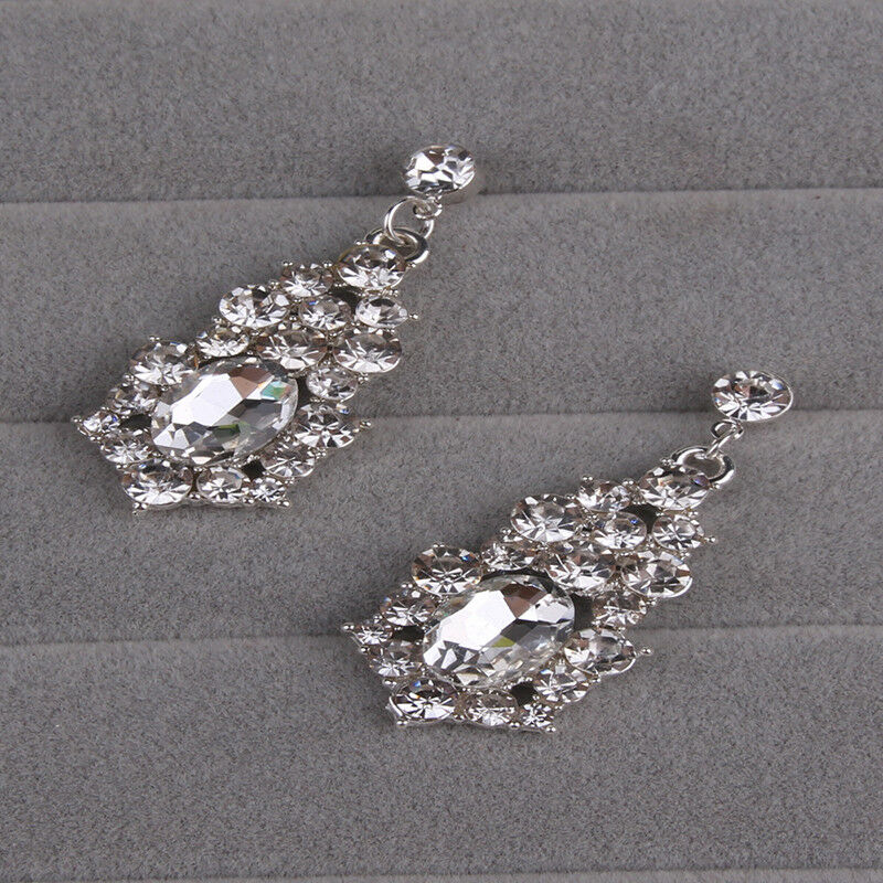 Women Jewelry Sets Wedding Party Bride Crystal Rhinestone Necklace Earrings Tt