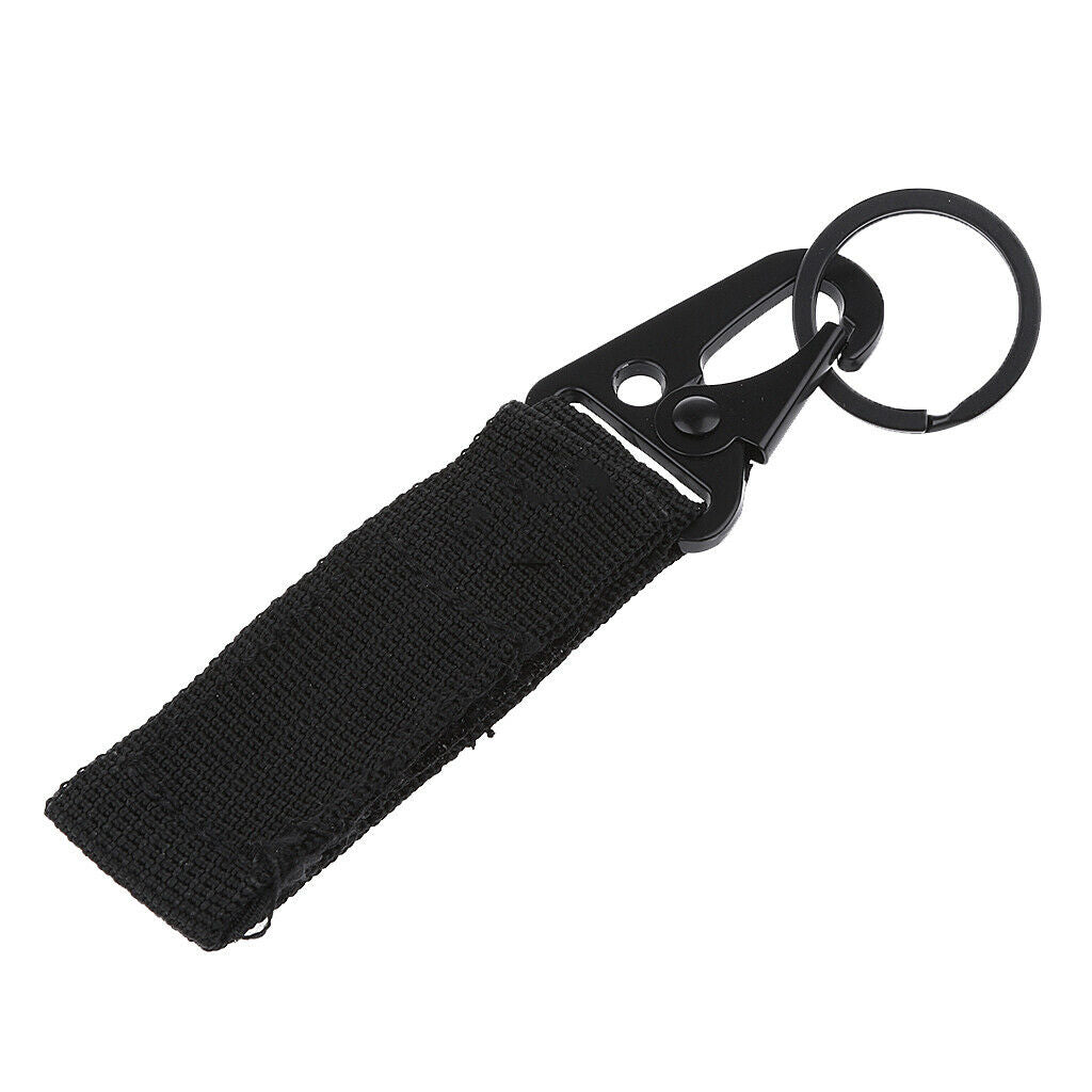 2 Pcs Molle Nylon Belt Carabiner Metal Hook Key Strap Buckle Clip Outside