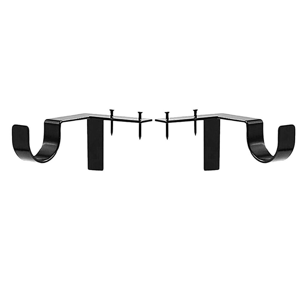 1 Pair Curtain Rod Brackets Cafe Holders Easy to Use Decoration Single_Black
