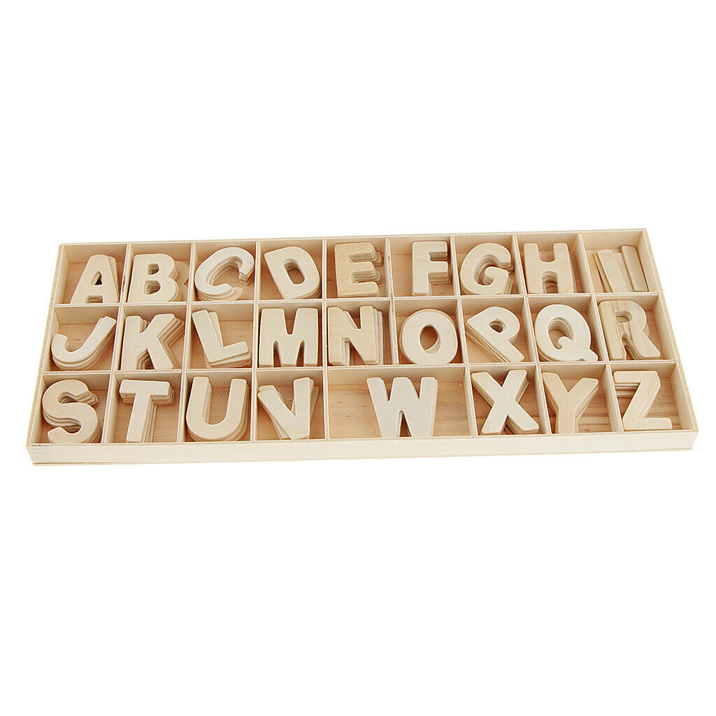 156PCS Wooden Letters,Wooden Craft Letters Shapes with Storage Tray Set,Kids