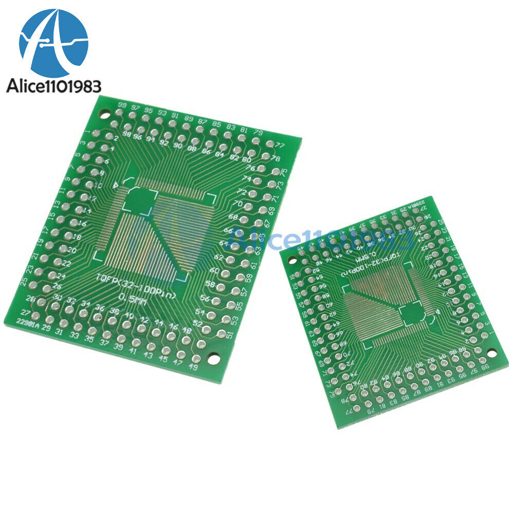 2PCS QFP/TQFP/FQFP/LQFP 32/44/64/80/100 To DIP Adapter PCB Board Converter
