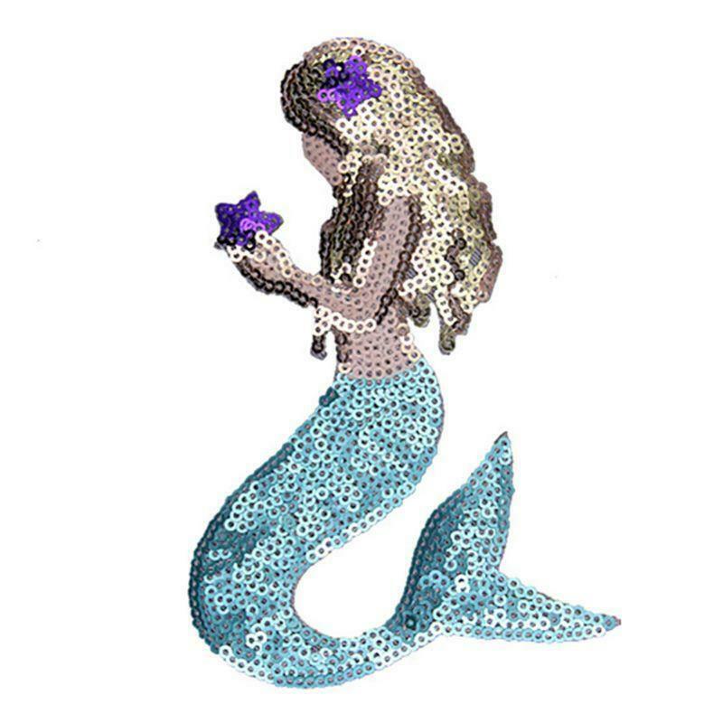 7 PCS Mermaid Sequin Patch, Iron On/Sew On - Sequin Embroidered Patch