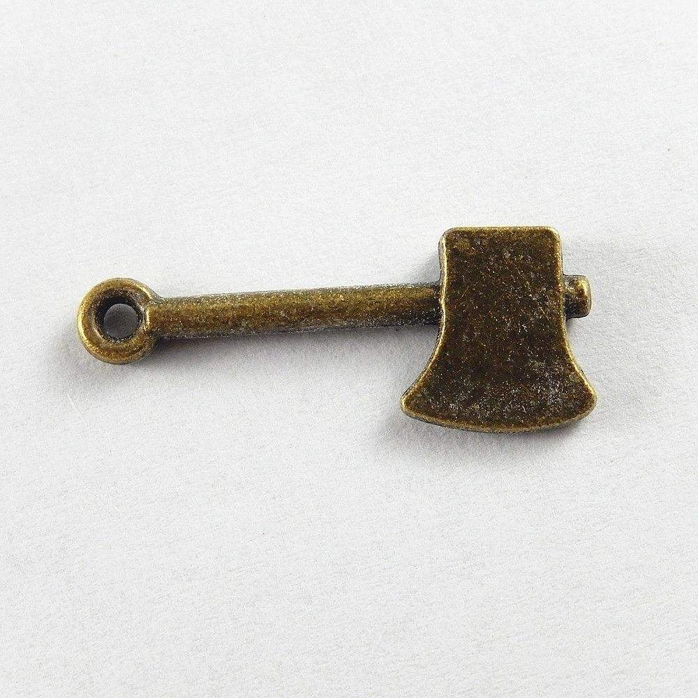 40 pcs Antiqued Bronze Alloy Ax Charm Hatchet Pendant Jewelry Craft 19*10*3mm