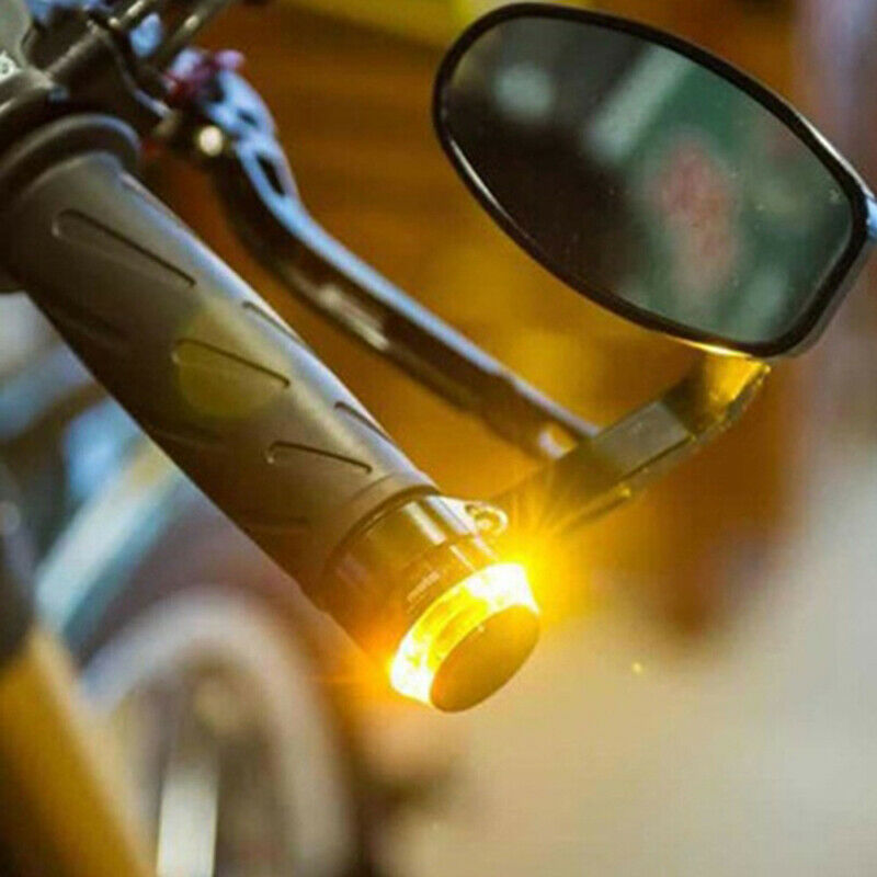 1 Pc LED Motorcycle Handlebar End Turn Signal Light Yellow Indicator FlasWGFSFBD