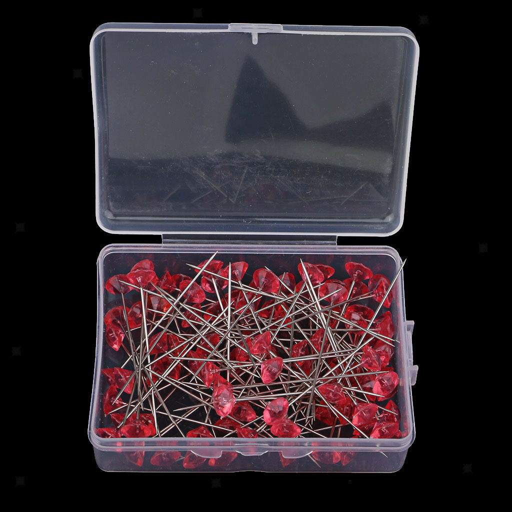100pcs Red Diamante Diamond Head Pins for Bouquets Wedding Flowers Floristry