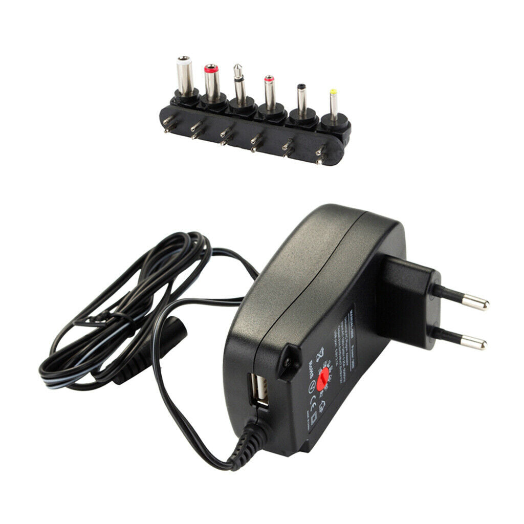 30W 3V 4.5V 5V 6V 7.5V 9V 12V AC DC Charger Supply EU Adapter Cable 6 Plugs