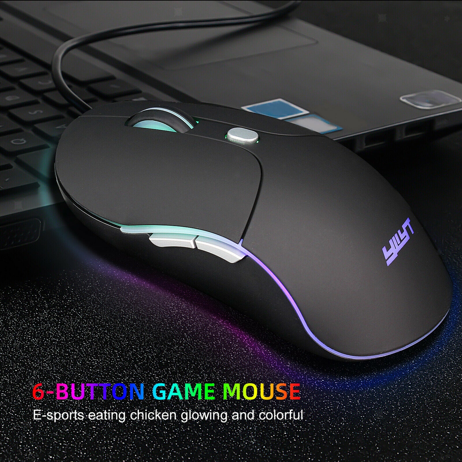 RGB Backlit Wired Gaming Mouse Gamer Mice Programmable Comfortable Black