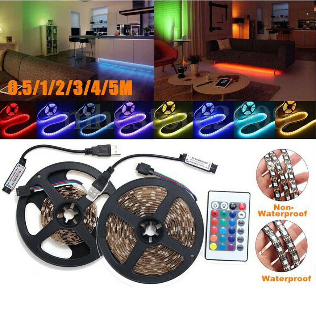 LED Strip Rope Light Flexible LED Ribbon with Remote Control 60LEDs-2M