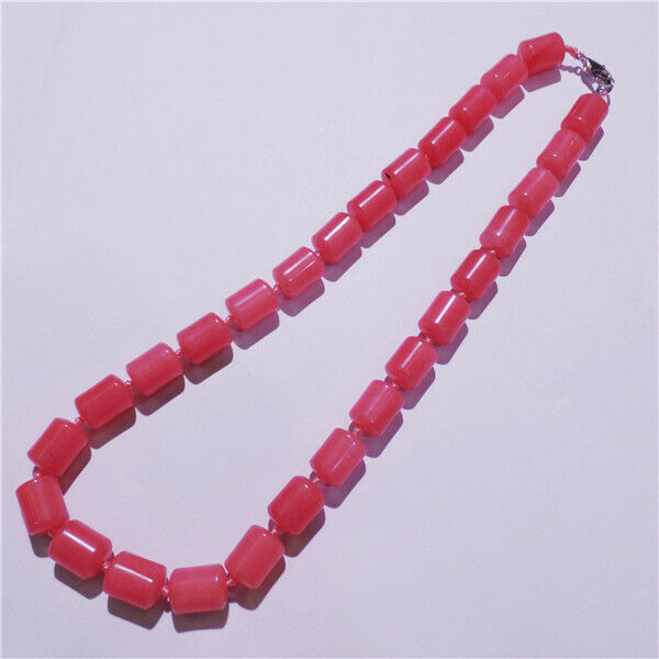 1 Strand 13x10mm Women Pink Malay Jade Cylinder Beads Handmade Necklace HH9247