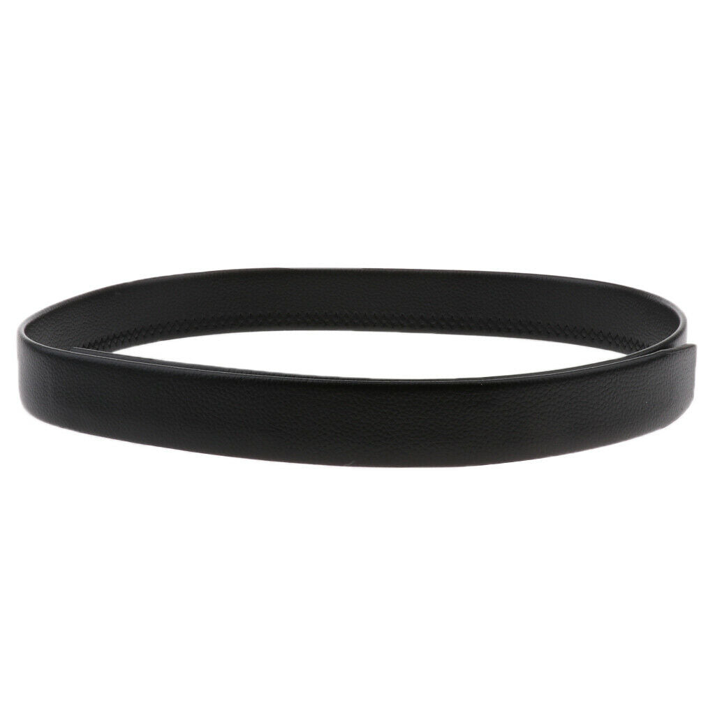 2pcs Men Simple Leather Belts No Buckle for Work Casual Black Lichee Pattern