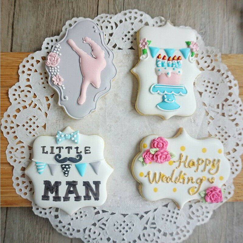 4Pcs Cookie Cutter Set Plastic Biscuit Mould Fondant Cake Tools Fondant M.l8