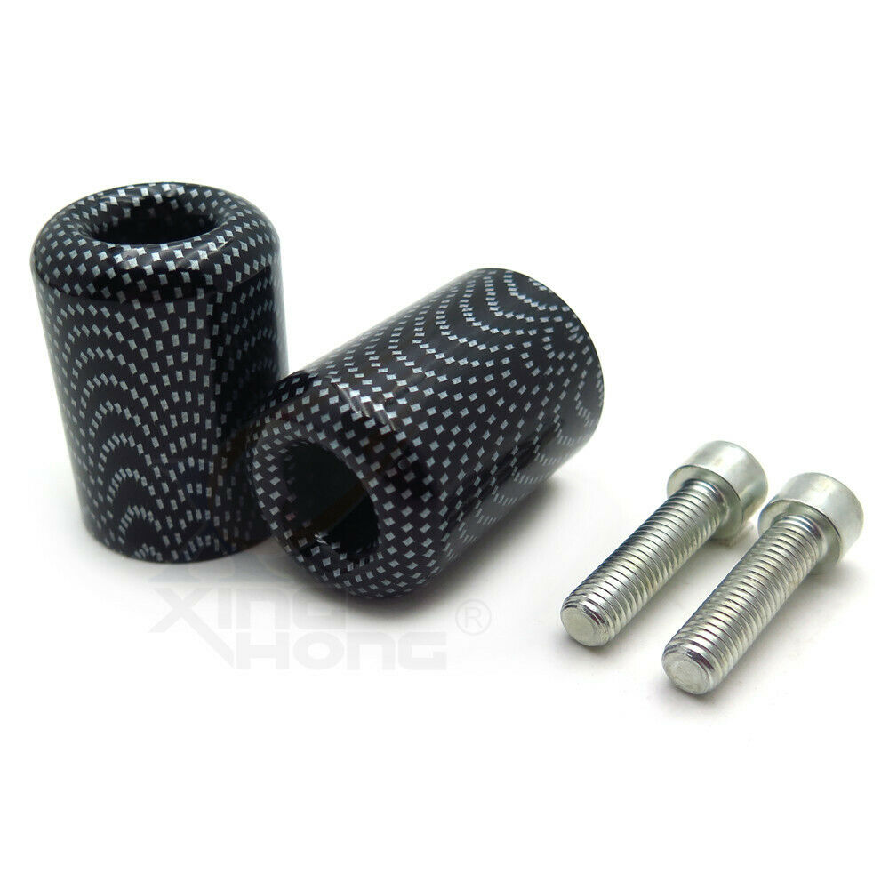 Carbon Grip Bar End Slider Kit Nologo Rubber For Kawasaki Ninja 250R 500R 650R
