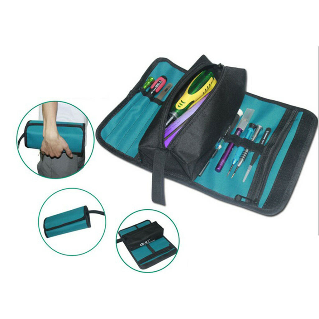 Waterproof Oxford Fabric Bag Electrician Roll Up Repairing Tool BagS Blue