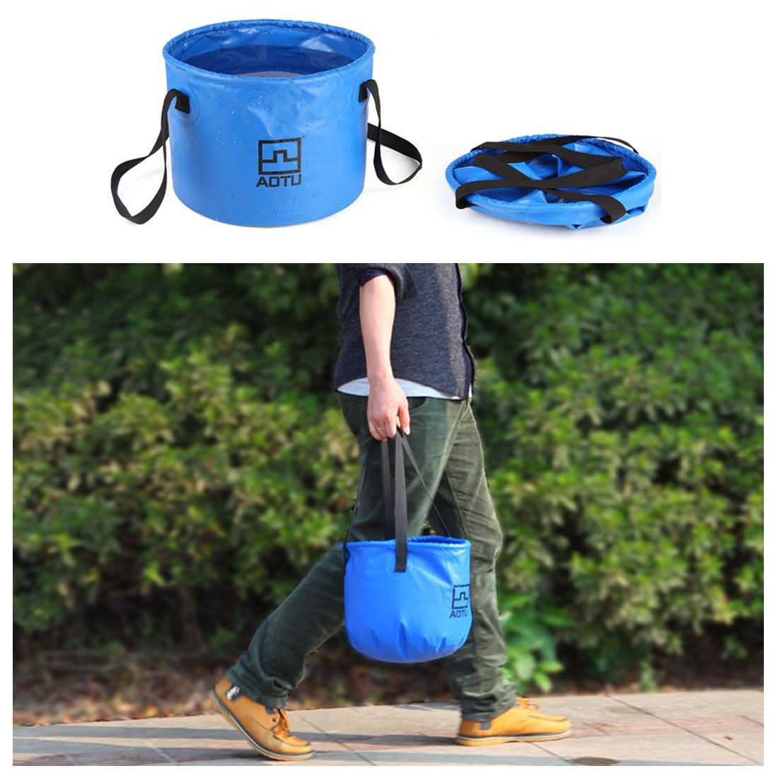 Outdoor Folding Water Bucket Hydration Bag 12L Camping Hiking Washbasin Bucket