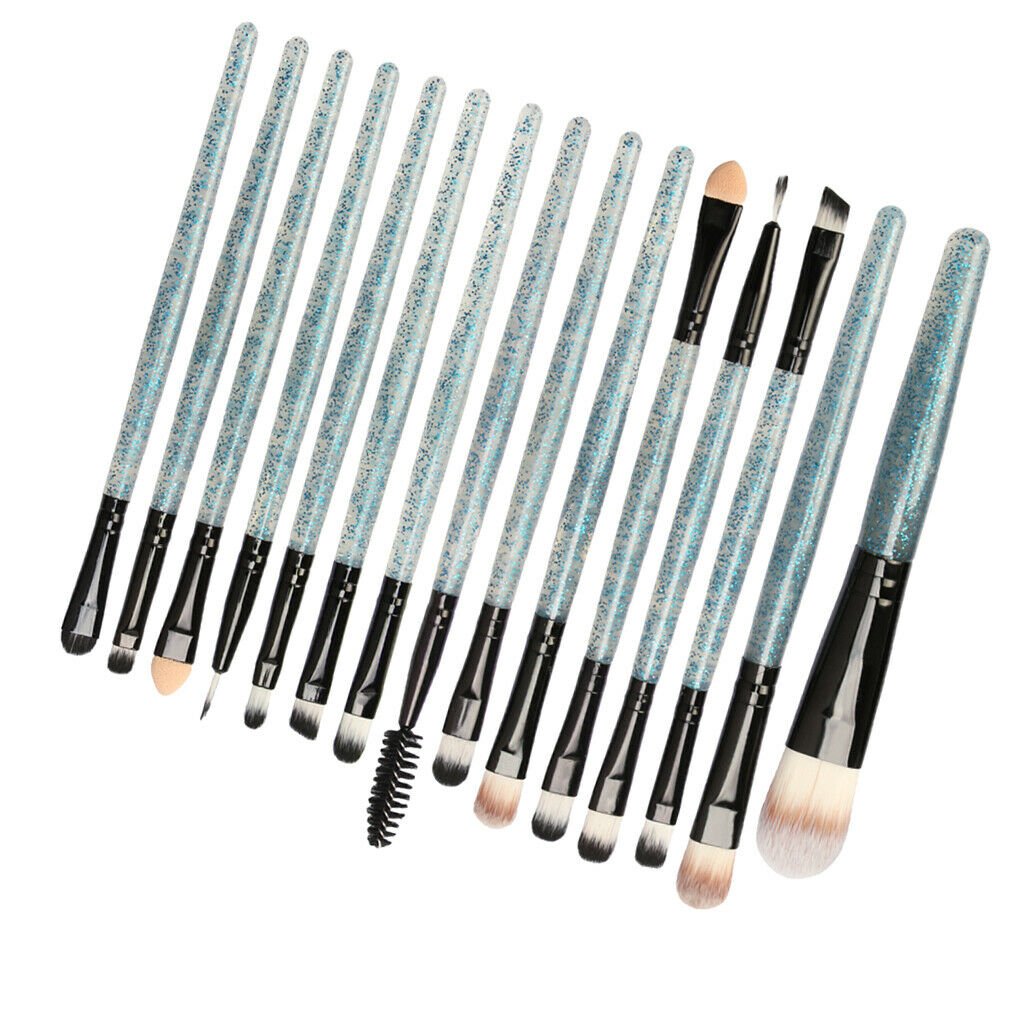 15PC Makeup Brushes Beauty Applicator for Foundation Blending Powder Black