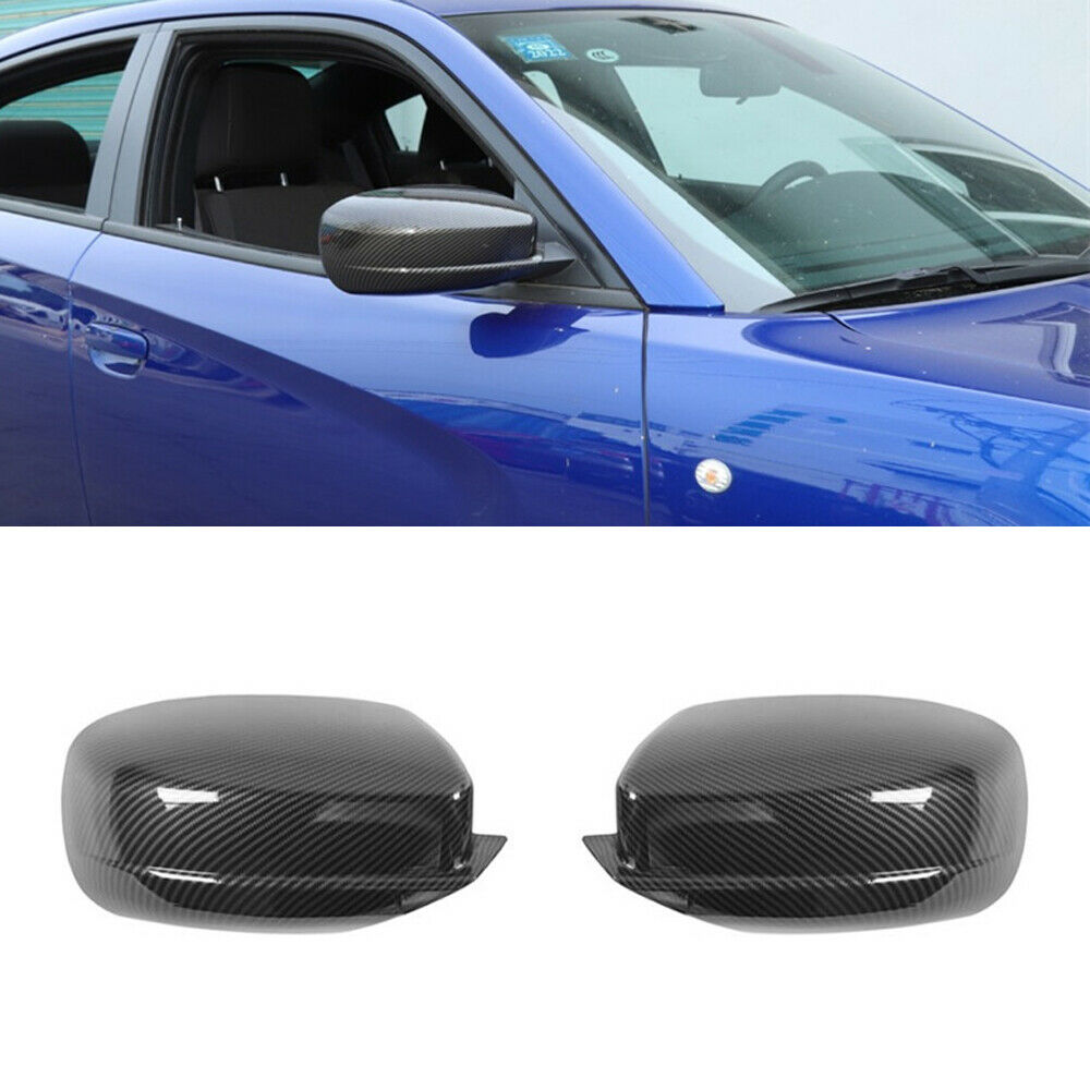 Carbon Fiber Look Side Mirror Covers Decoration Trim For Dodge Charger 2011-2021