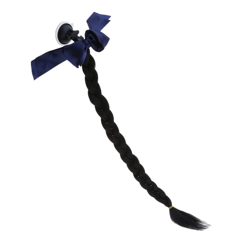 Black Helmet Ponytail/Pigtails Motorcycle Braid Helmet Hair with Suction Cup