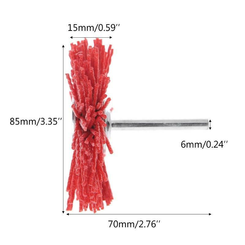 Deburring Abrasive Steel Wire Brush Head Polishing Red Nylon Wheel Cup Shank