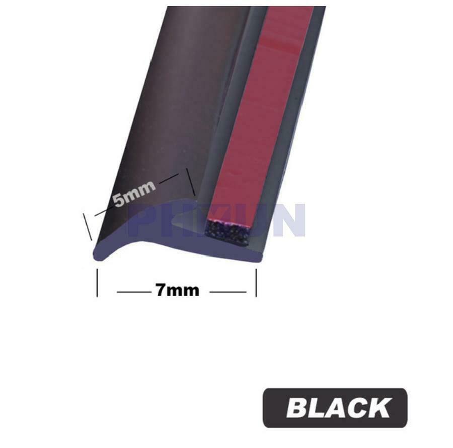 5M Black Rubber Sealed Strip Slanted T-Type For Car Front Rear Bumper Side Skirt
