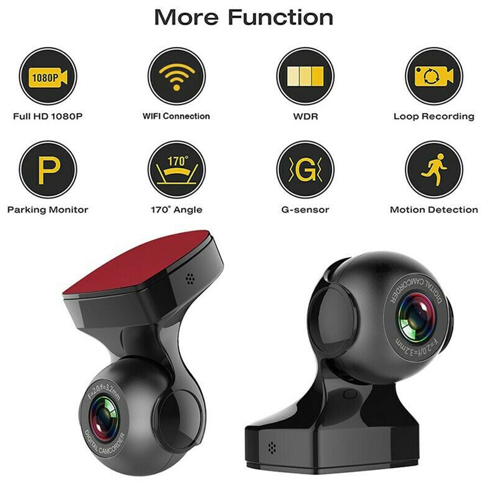1080P Car WIFI USB DVR Dash Cam Driving Recorder G-Sensor Loop Night Vision