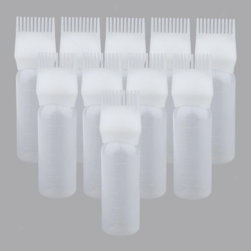 10Pcs 60ml Hair Dye Bottle Applicator Scalp Treatment Highlight Comb White