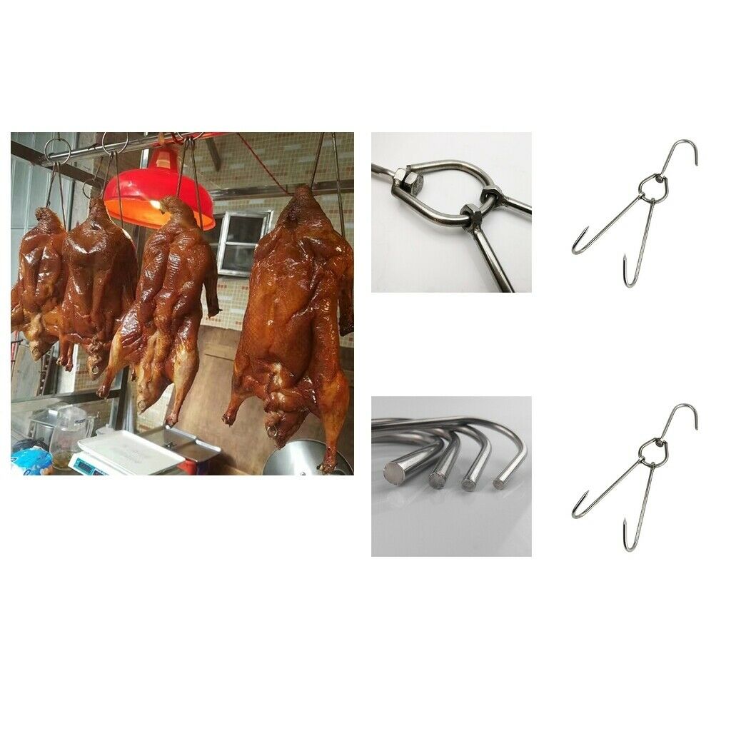 2pc Stainless Meat Hooks Sausage Smoked Barbecue Roast Hanging Drying Tools