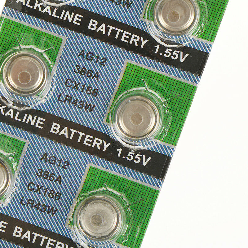 10Pcs Batteries AG12 LR43 L1142 SR43 386A Watch camera Coin Button Cell BatterBD
