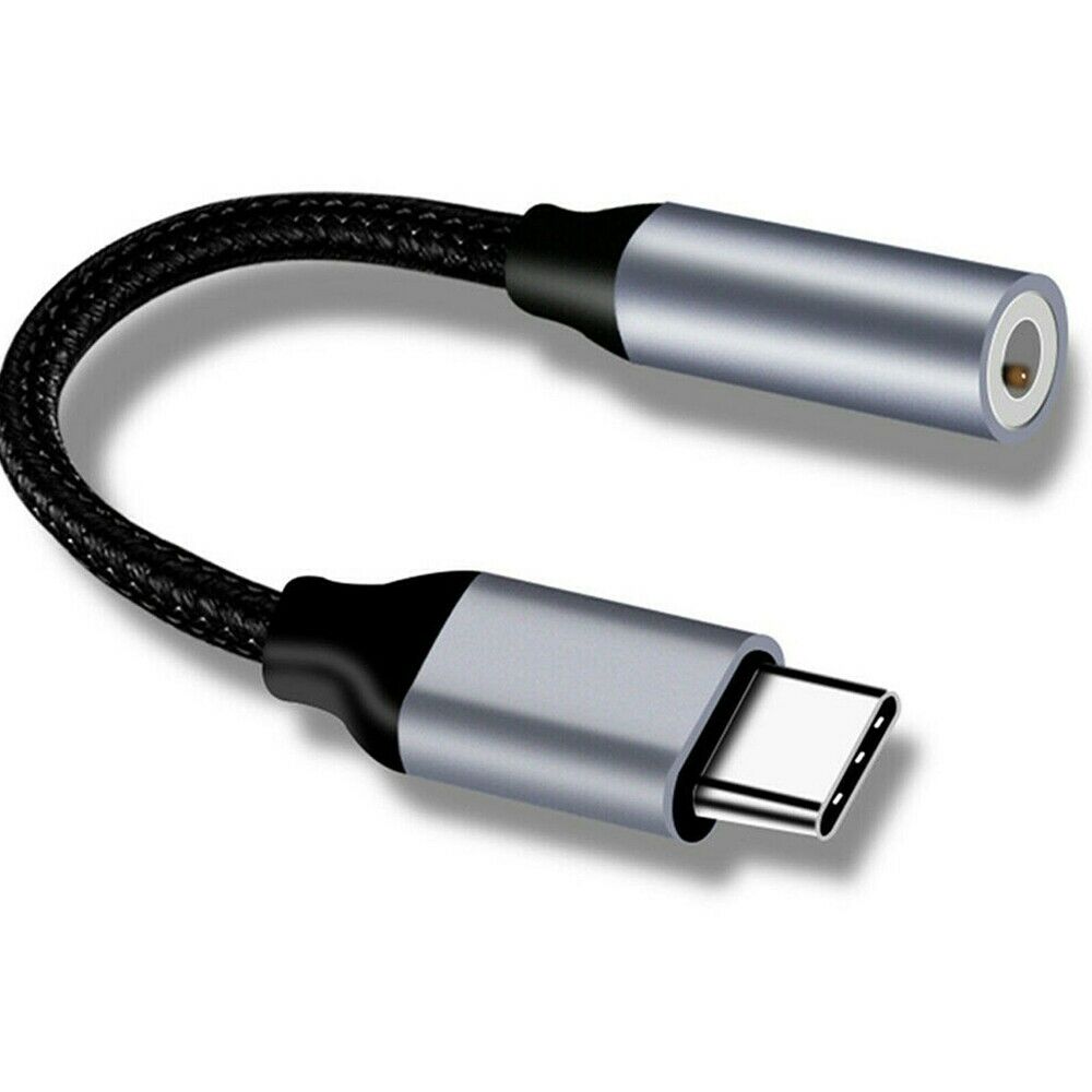 1* USB Type-C to 3.5mm Aux Audio Jack Active DAC Headphone Adapter Braided Cable
