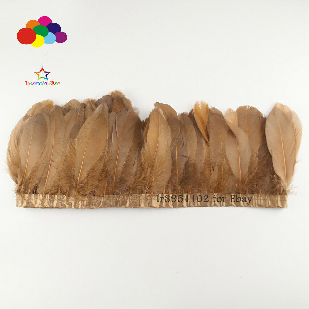 2 Meter Goose Feathers Trims Dyed Coffee Ribbons 15-20cm Duck Carnival Ornaments