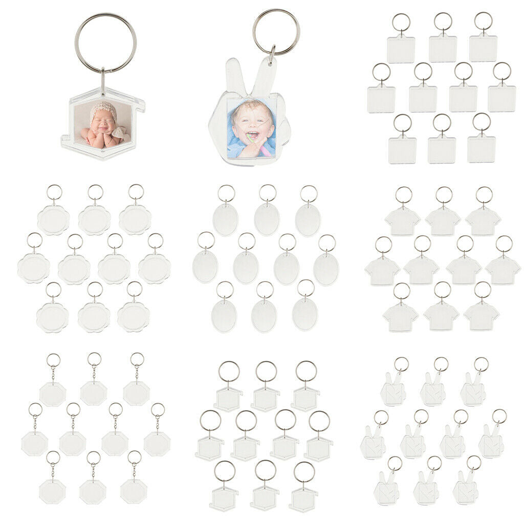 10 Pieces Lightweight Transparent Keychain Blank DIY Photo Frame Keyring