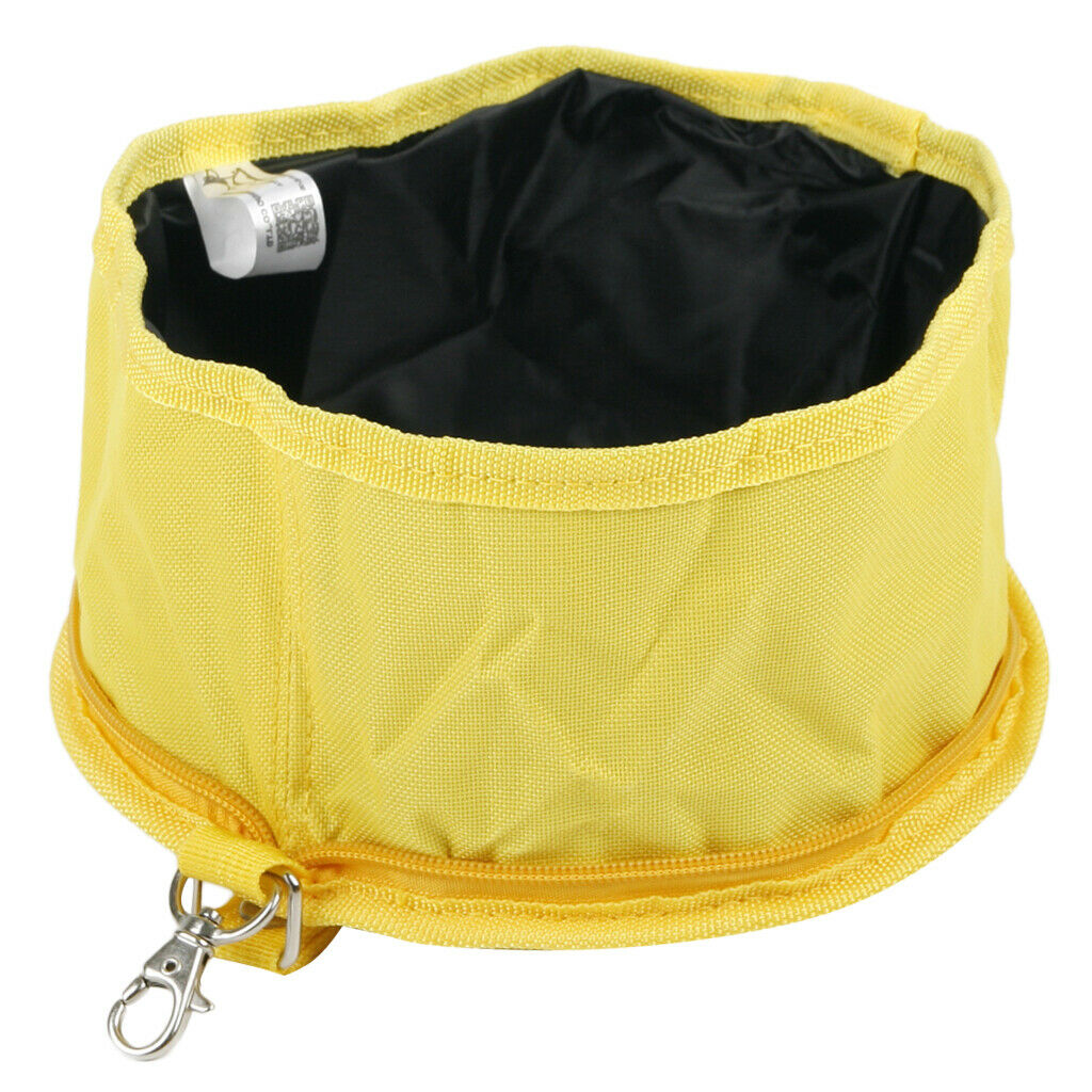 Portable Collapsible Canvas Dog Bowl for Pet Dog Cat Travel Outdoor  Yellow