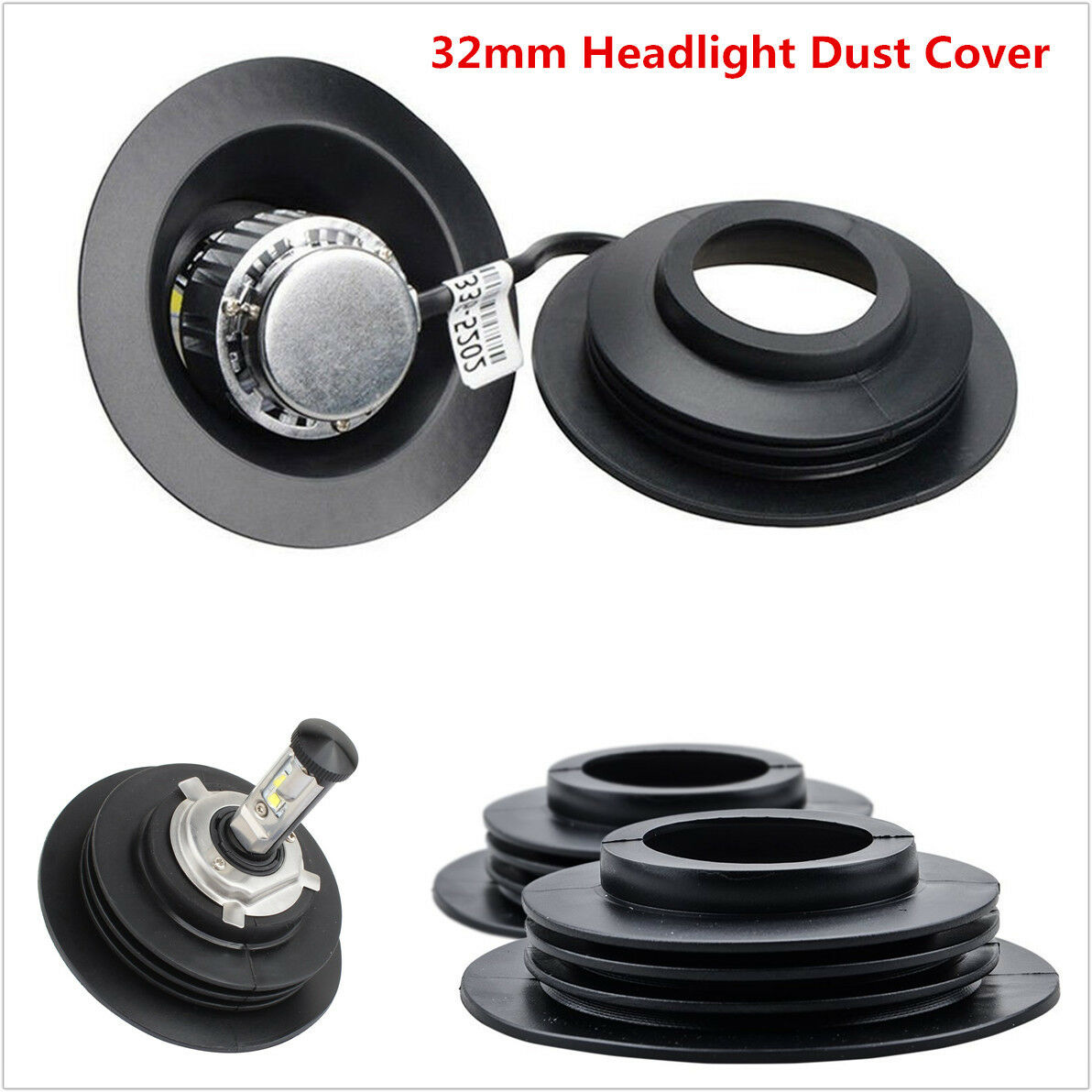 2Pcs Universal Rubber Housing Seal Cap Dust Cover for LED HID Headlight Retrofit
