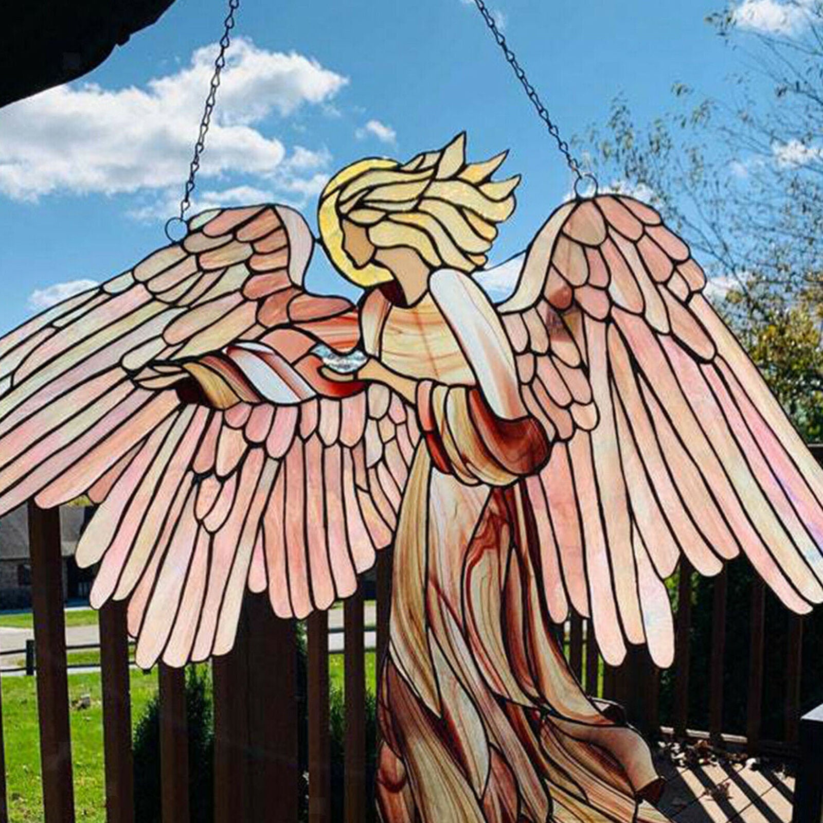 Wall Art Garden Home Decoration Hanging Angel Wings Pendant Ornament 30x29cm