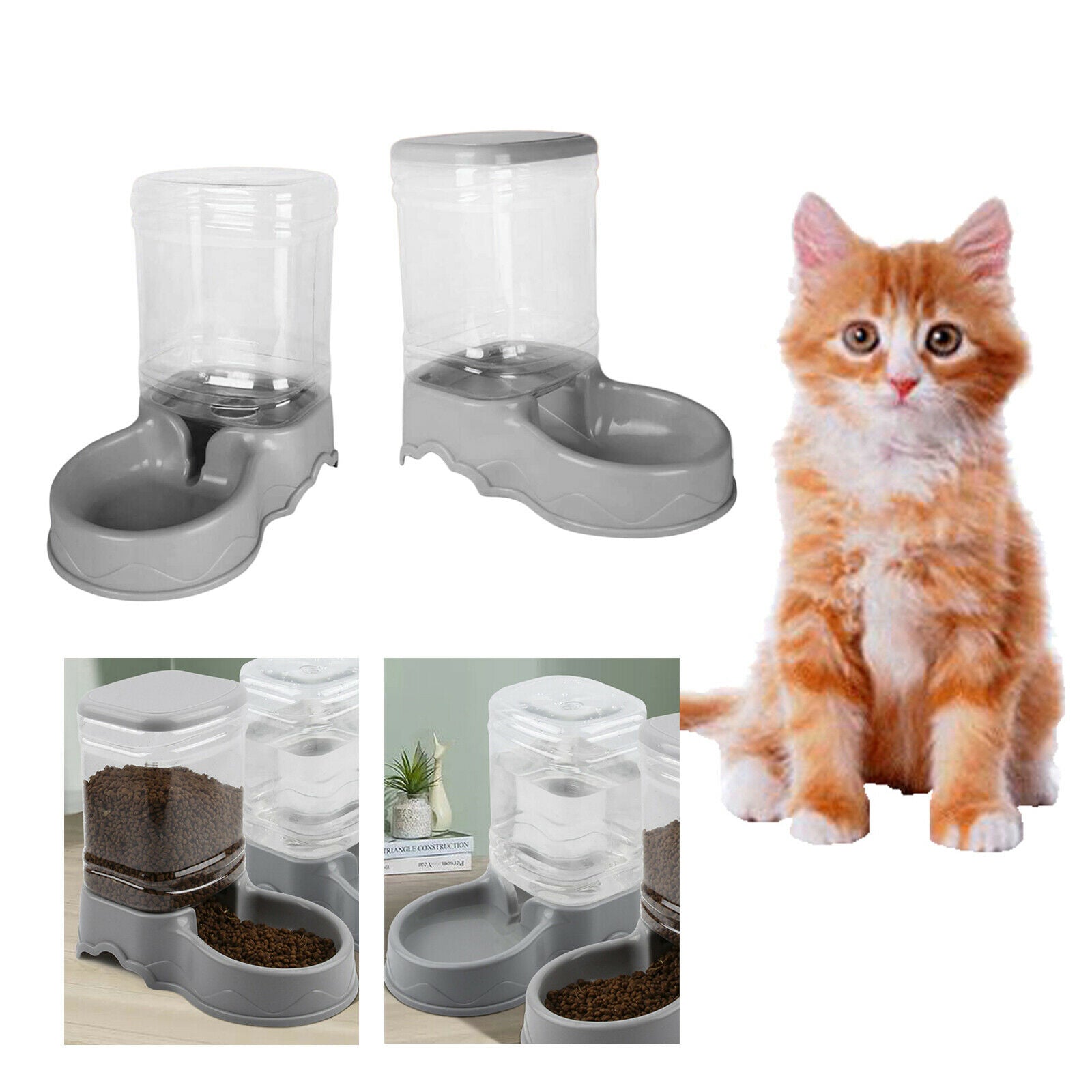 2x Automatic Feeder Small Medium Large Pets Food Feeder 3.5L Travel Supply Water