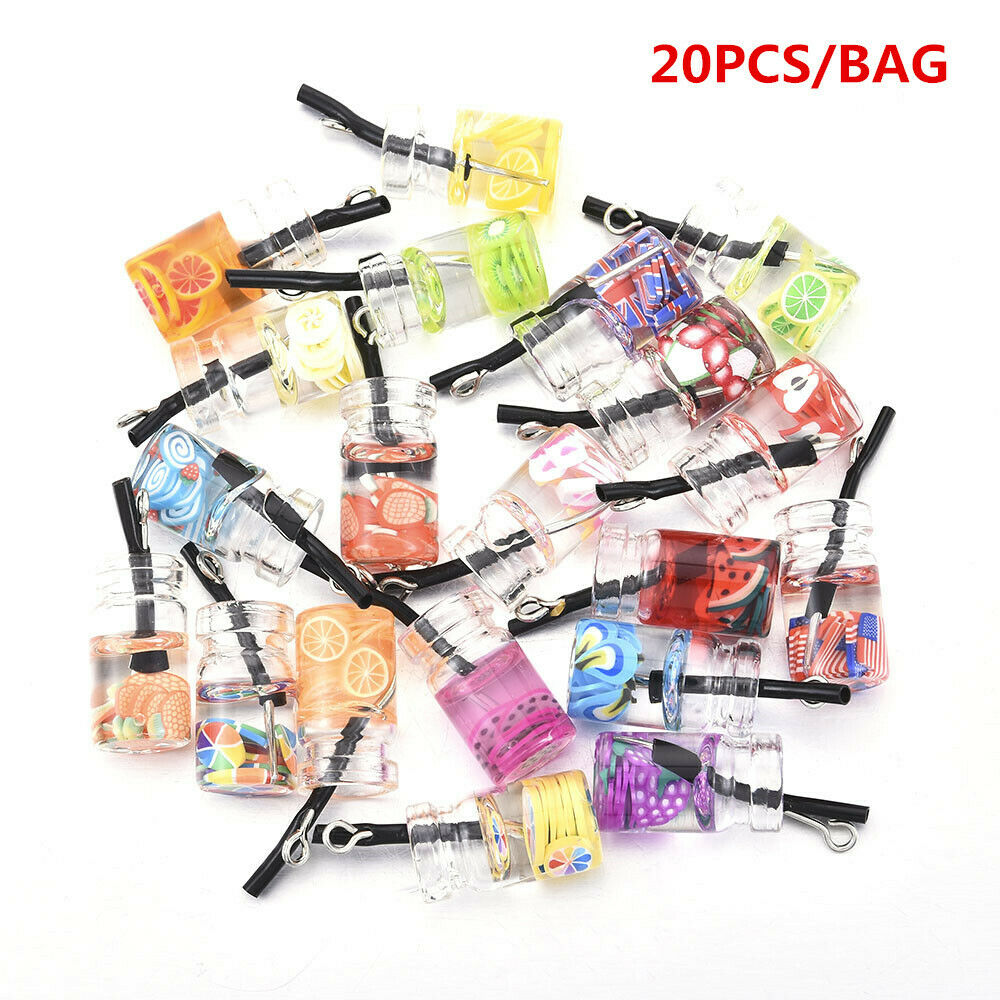 20x 25x10mm Mixed Colors Fruit Juice Glass Bottle Pendant Charm DIY Findings