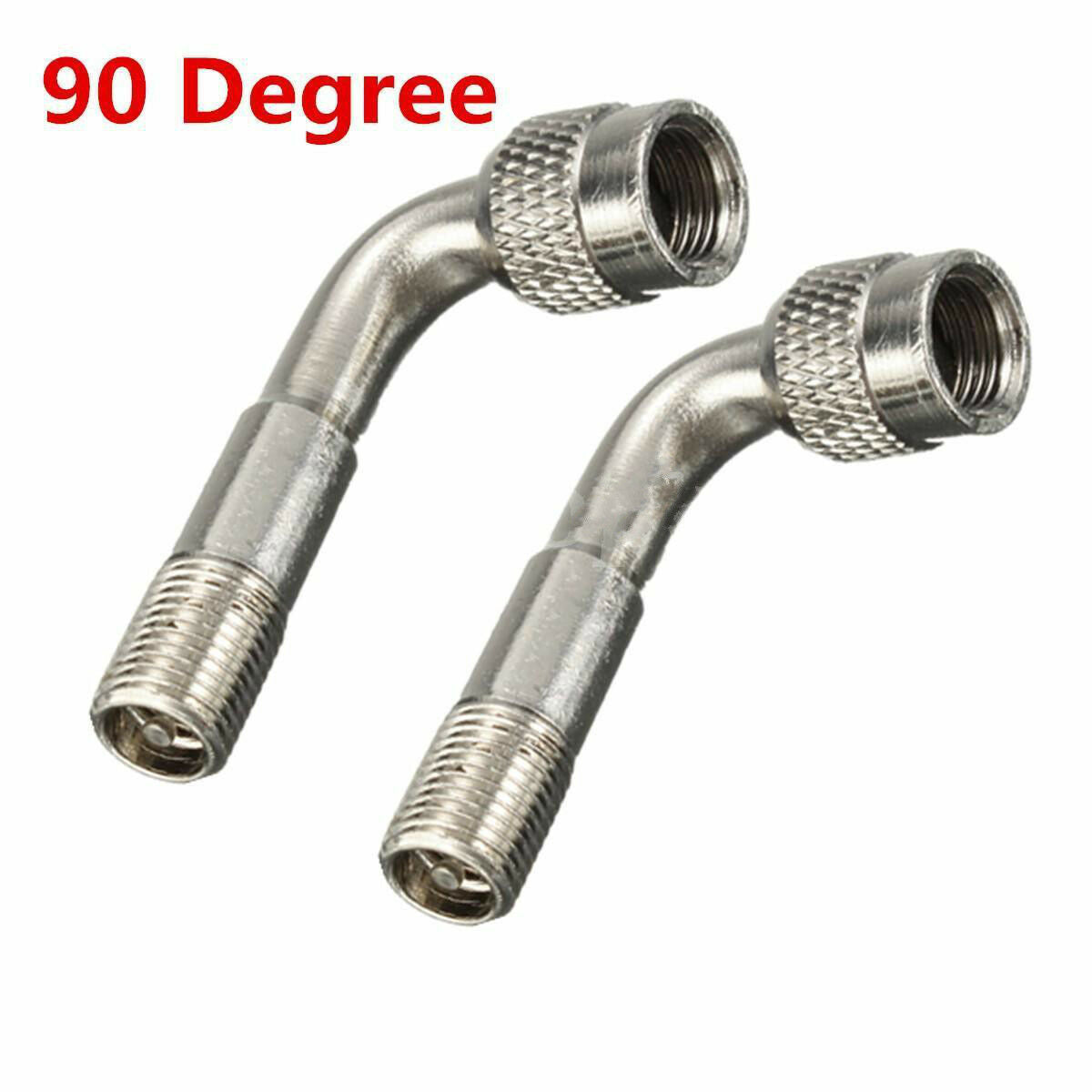 2x CAR MOTORBIKE TYRE VALVE EXTENSION ADAPTOR 90 DEGREE ANGLE SILVE WL.l8