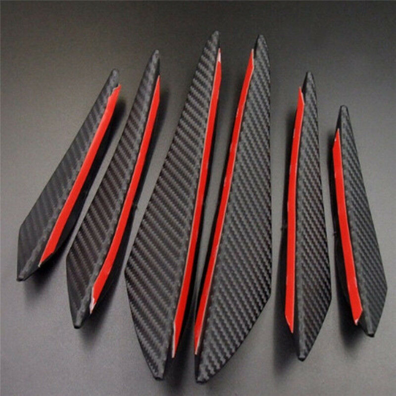6Pcs Carbon Fiber Style Car Front Bumper Lip Splitter Body Spoiler Canards DD
