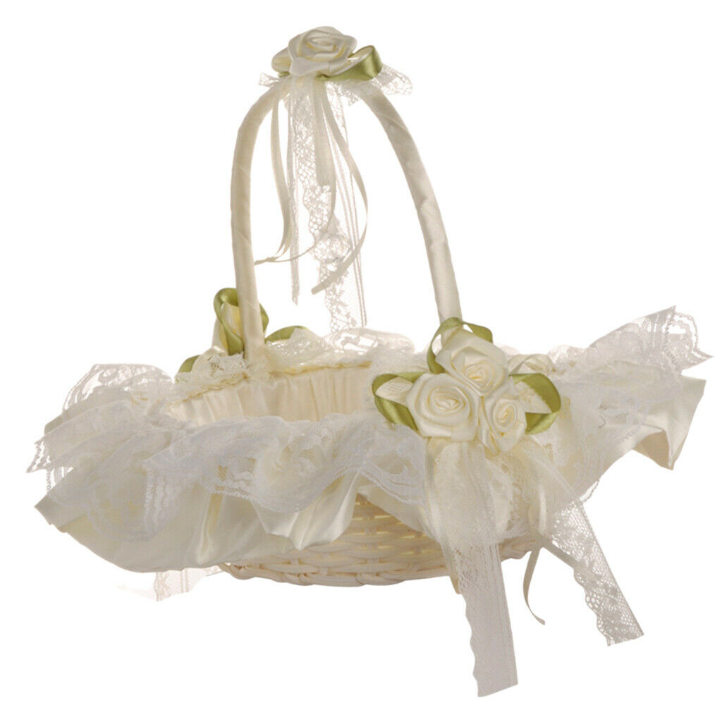 Simple Elegant Satin Flower Girl Basket, Med/Large Baskets